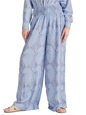 Splendid Large Pants Mackenzie Smocked Waist Wide Leg high rise paisley NWT